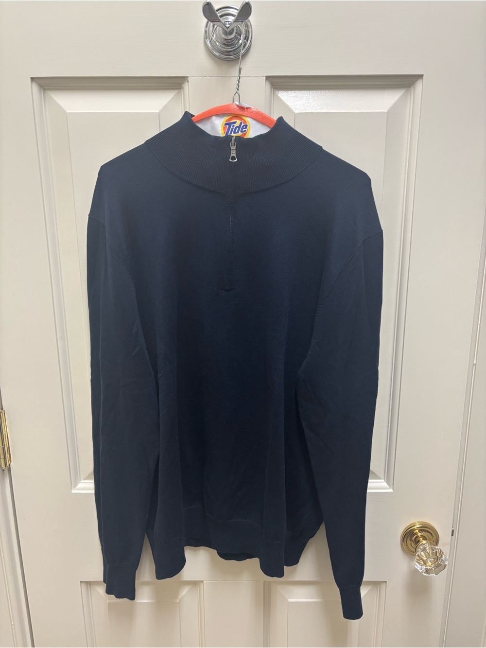 Brooks Brothers Supima Cotton Dark Navy Quarter Zip-Up Sweater - Picture 3 of 3